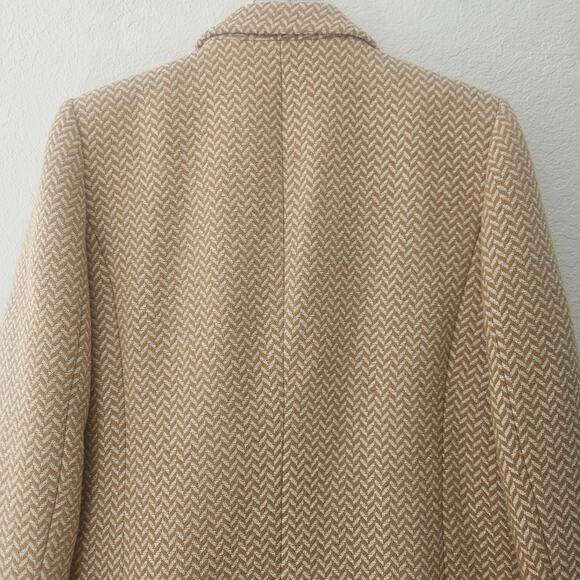 Anine Bing Oversized Fishbone Blazer Tan/White Herringbone Print‎ Size Large - Picture 9 of 11